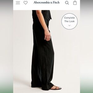 Abercrombie & Fitch black wide leg linen pant